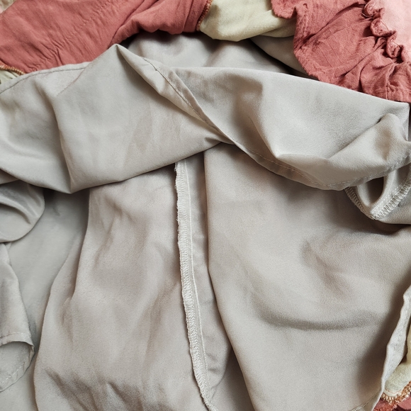 Chic Ruffled Pink and Cream Mini Dress - Picture 5 of 5